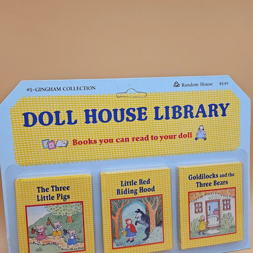 Vintage Doll House Library Gingham Collection Brand New NOS Mini Books